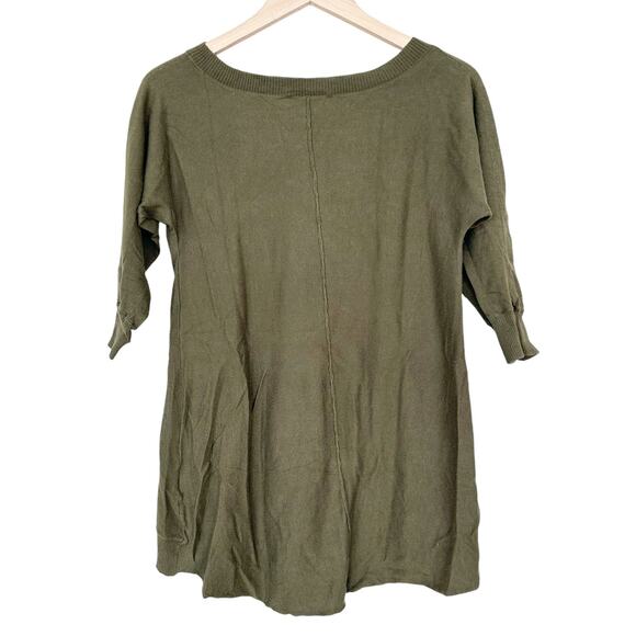 Alice + Olivia Base Green Cashmere Blend 1/2 Sleeve Shirt Sz S - Picture 4 of 5